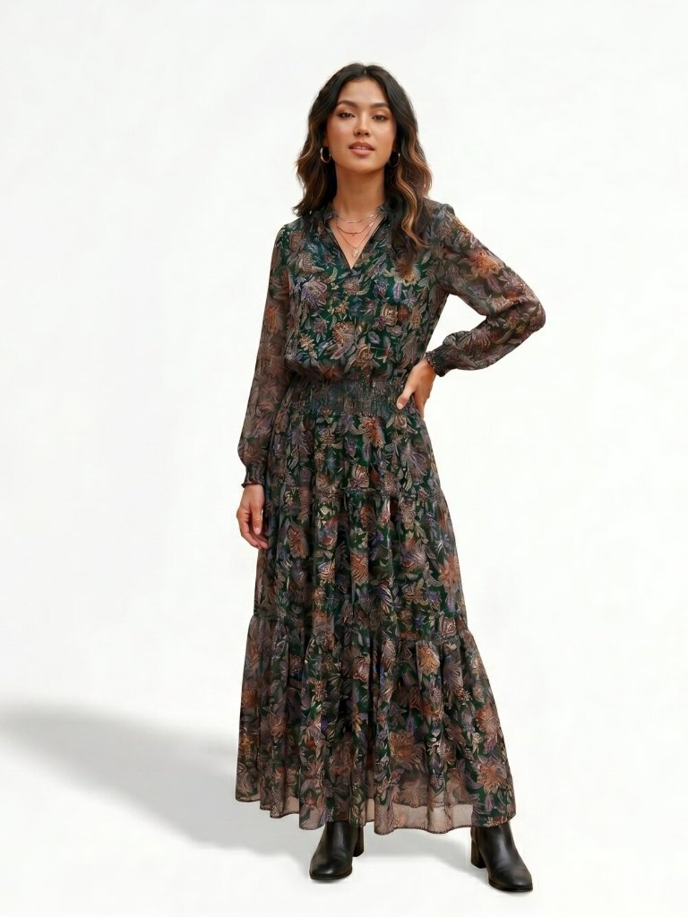Lauren Ralph Lauren floral long sleeved tiered maxi dress